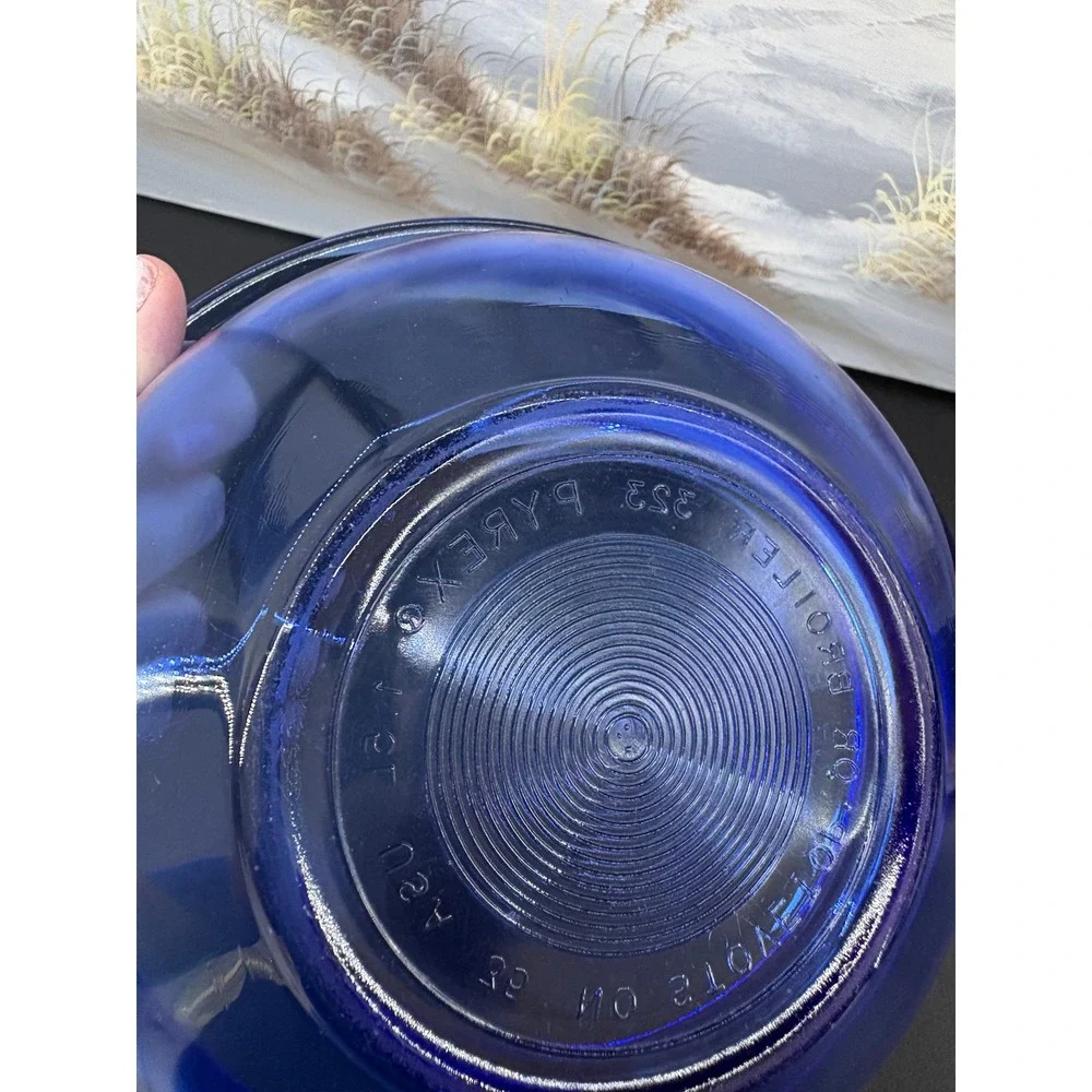 Pyrex Cobalt Blue Glass Mixing Bowl 2.5 Quart 325 Round Serving Dish Vintage